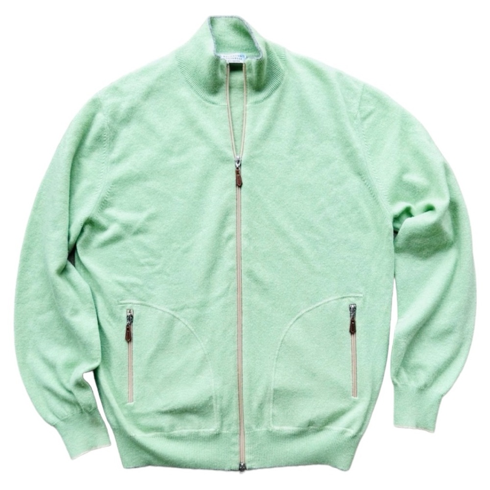 Brunello Cucinelli Light Mint Green Zip-Up Sweater